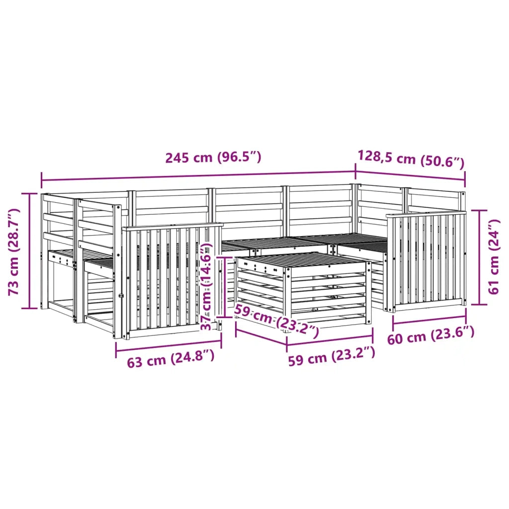 Set di divani da esterno 7 pcs Naturale