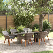 Set da Pranzo per Giardino con cuscino 7 pcs Grigio polyrattan