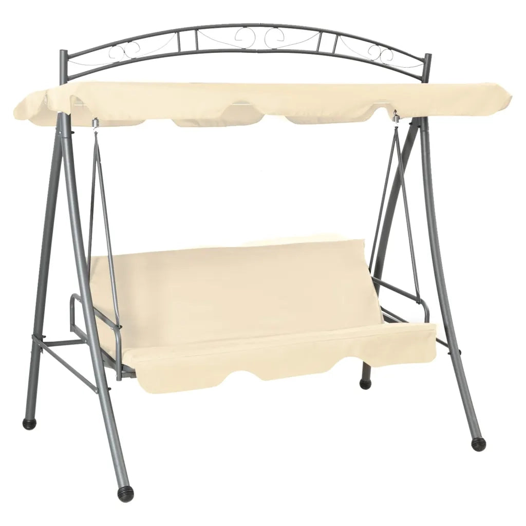 Panchina a Dondolo Convertibile con Baldacchino Bianco Sabbia cod mxl 43333