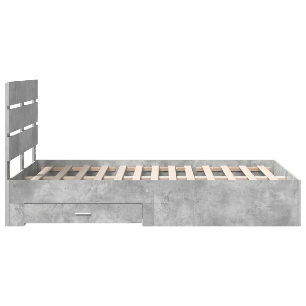 Struttura del letto con cassetto Grigio cemento 135 x 190 cm