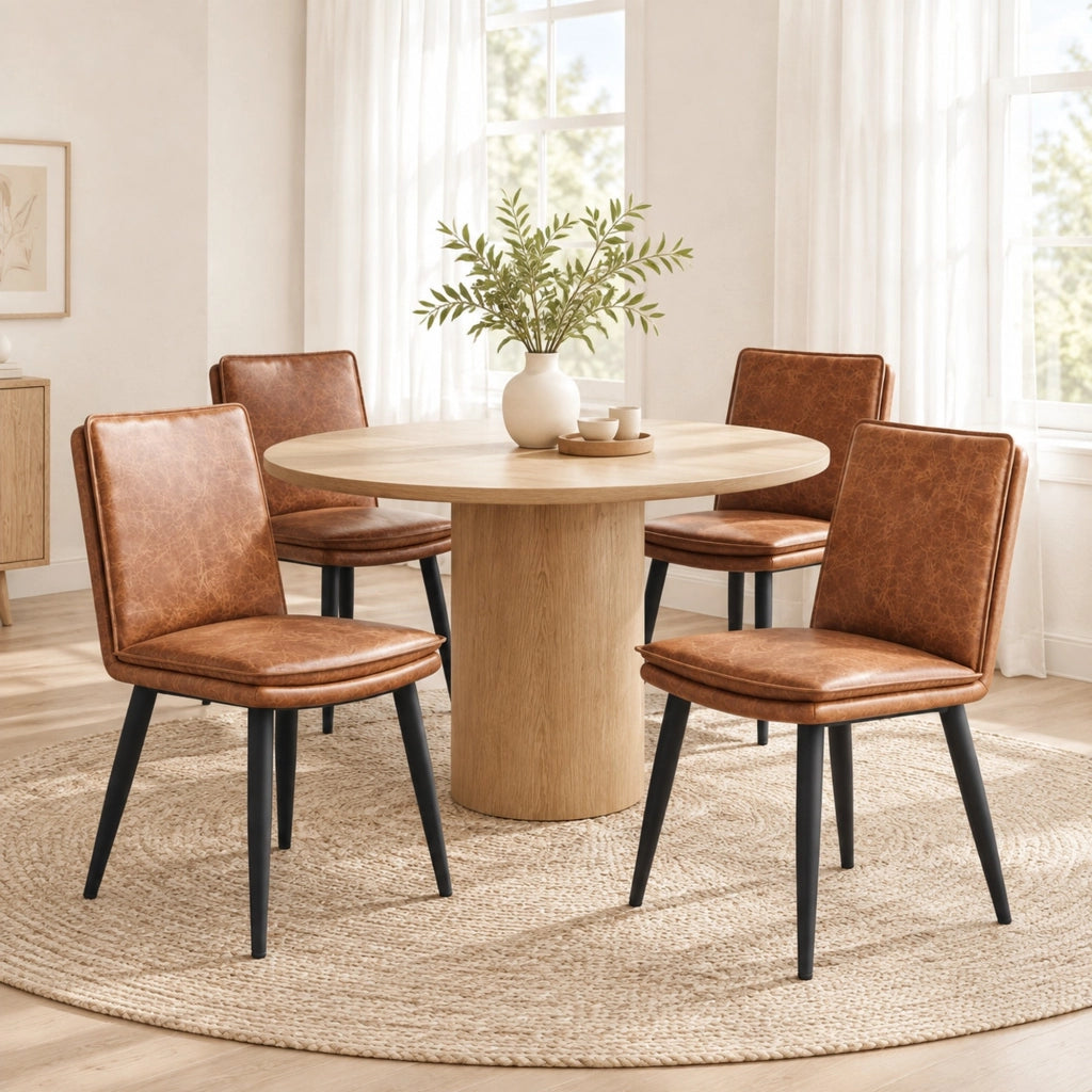 Set di 4 sedie da pranzo in PU marrone