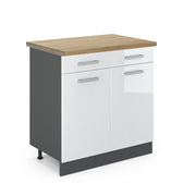 Vicco Mobiletto base per cucina Bianco lucido 80 cm , PL Rovere