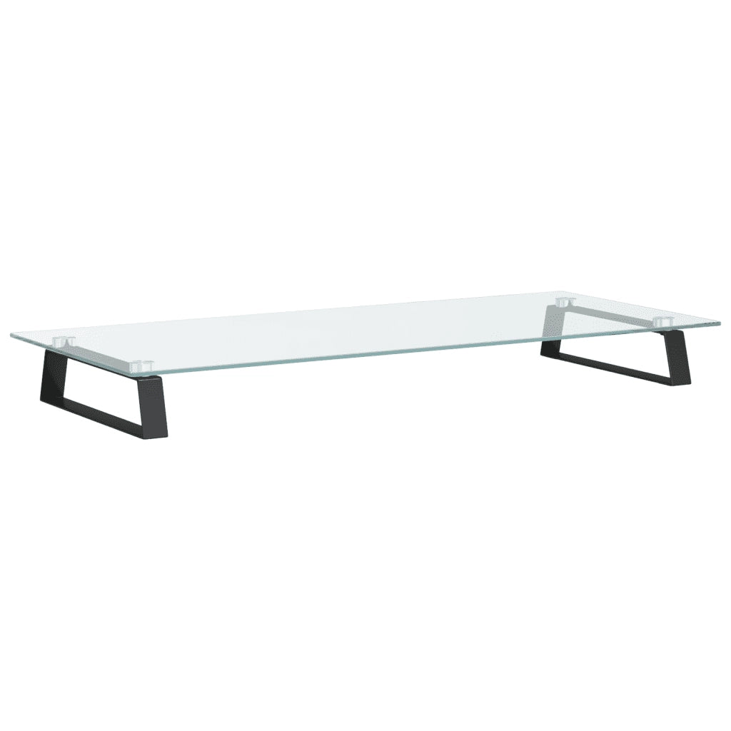 Supporto per Monitor Nero 80x35x8cm Vetro Temperato e Metallo