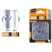 Trade Shop - Set 10pz Viti Vite Croce 5x30 Mm + Tasselli Con Alette Tassello M8 Fischer 57566 -