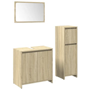 Set Mobili da Bagno | Armadio da bagno 3 pz Rovere Sonoma in Legno Multistrato
