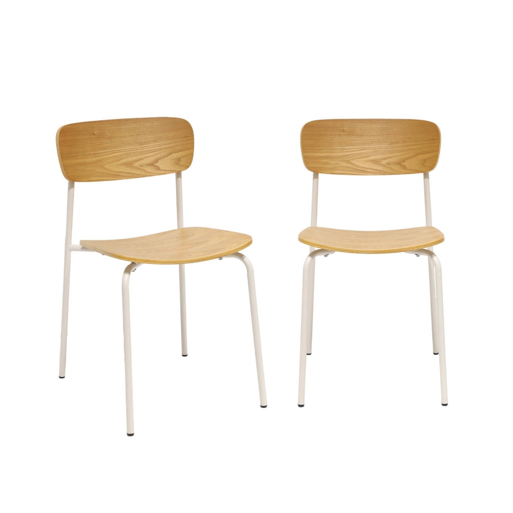 Set di 2 sedie vintage in metallo e compensato , beige