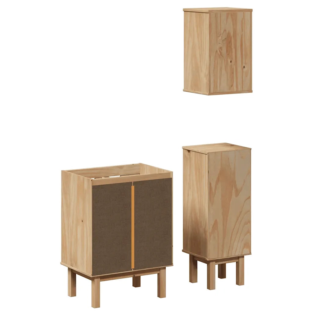 vidaXL Set Mobili da Bagno 3 pz OTTA in Legno Massello di Pino