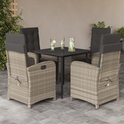 Set Pranzo da Giardino 5pz con Cuscini Grigio Chiaro Polyrattancod mxl 112019