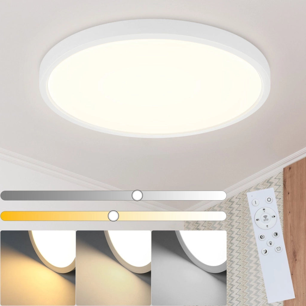 ZMH Lampada da soffitto plafoniera LED dimmerabile 20W rotonda piatta 30cm
