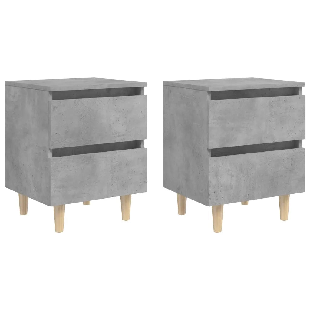 Comodini con Gambe in Pino 2 pz Grigio Cemento 40x35x50 cm cod mxl 31034