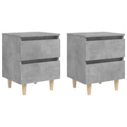 Comodini con Gambe in Pino 2 pz Grigio Cemento 40x35x50 cm cod mxl 31034