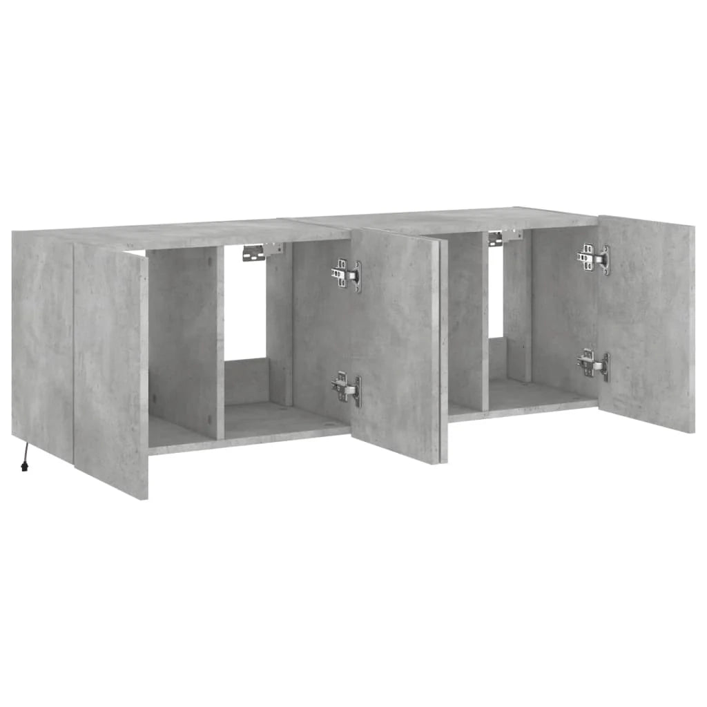 Mobile TV multimediale da parete mensola TV credenza mobile TV sala da pranzo soggiorno camera da letto e luci LED 2 pezzi 60 x 35 x 41 cm grigio 02_0029133