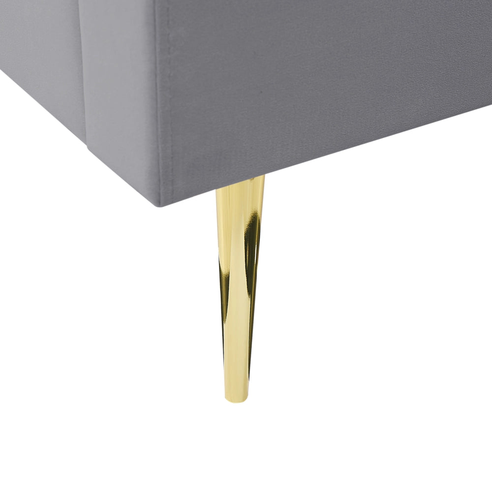 Letto imbottito velluto grigio e oro rete a doghe testiera alta 140 x 200 cm testata alta design retrò