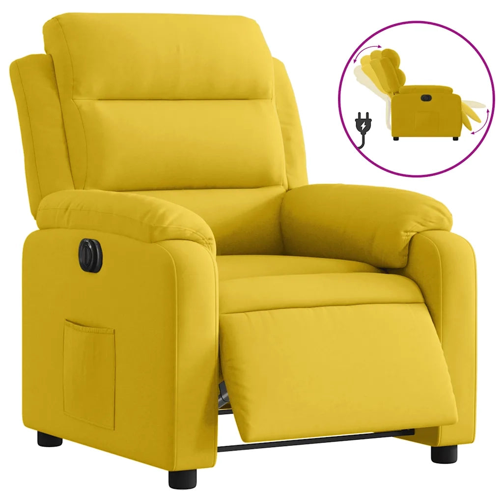 Divano Sedia-Poltrona Reclinabile Elettrica Gialla in Velluto 308438