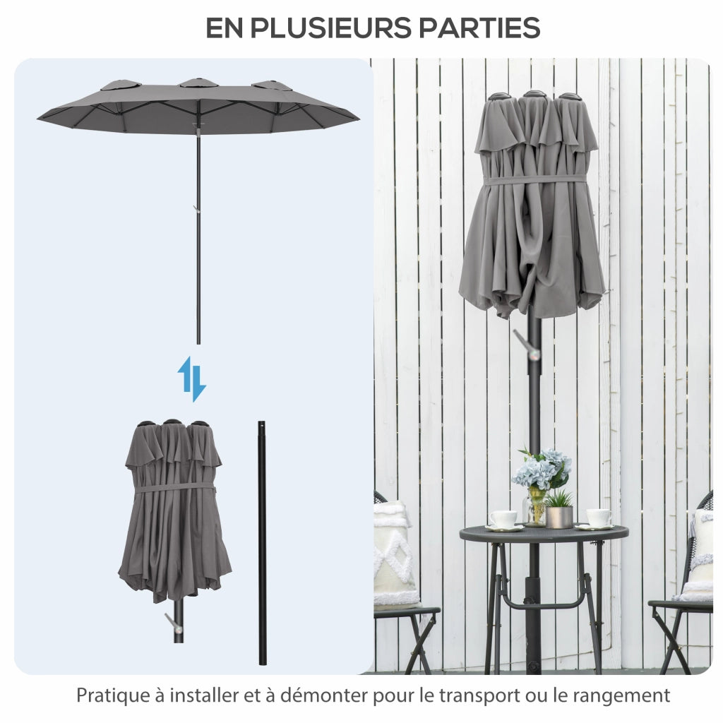 Parasole da giardino grande ¨C Minimal ¨C grigio 295x152x222 cm