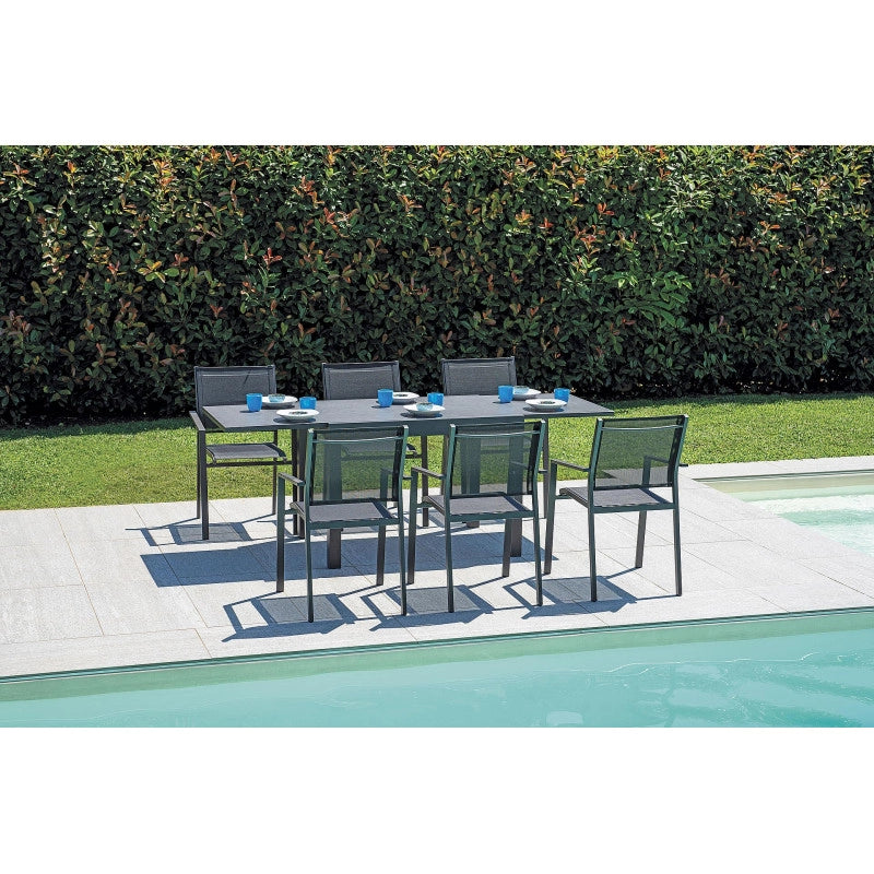 Tavolo Spalato 104/208X75 Alluminio Antracite Moia