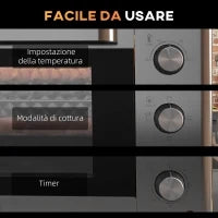 Fornetto Elettrico da 30L con 3 Funzioni di Cottura, Temperatura Regolabile e Timer, 1600W, Argento