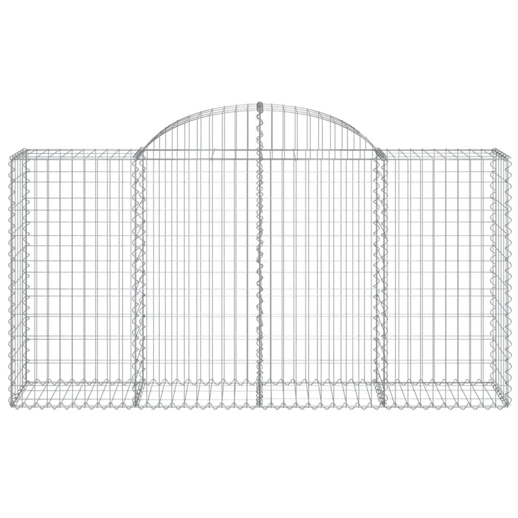 Cestini gabbioni recinzione a gabbia muro di contenimento ad arco 1 set da 2 200 x 50 x 100/120 cm ferro zincato argento 02_0040526