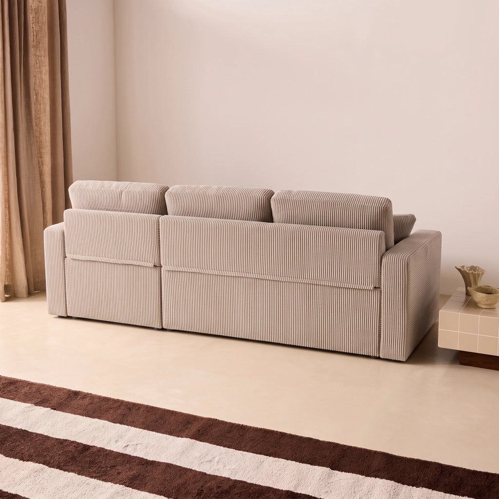 Divano letto angolare reversibile, 3 posti, beige grigio
