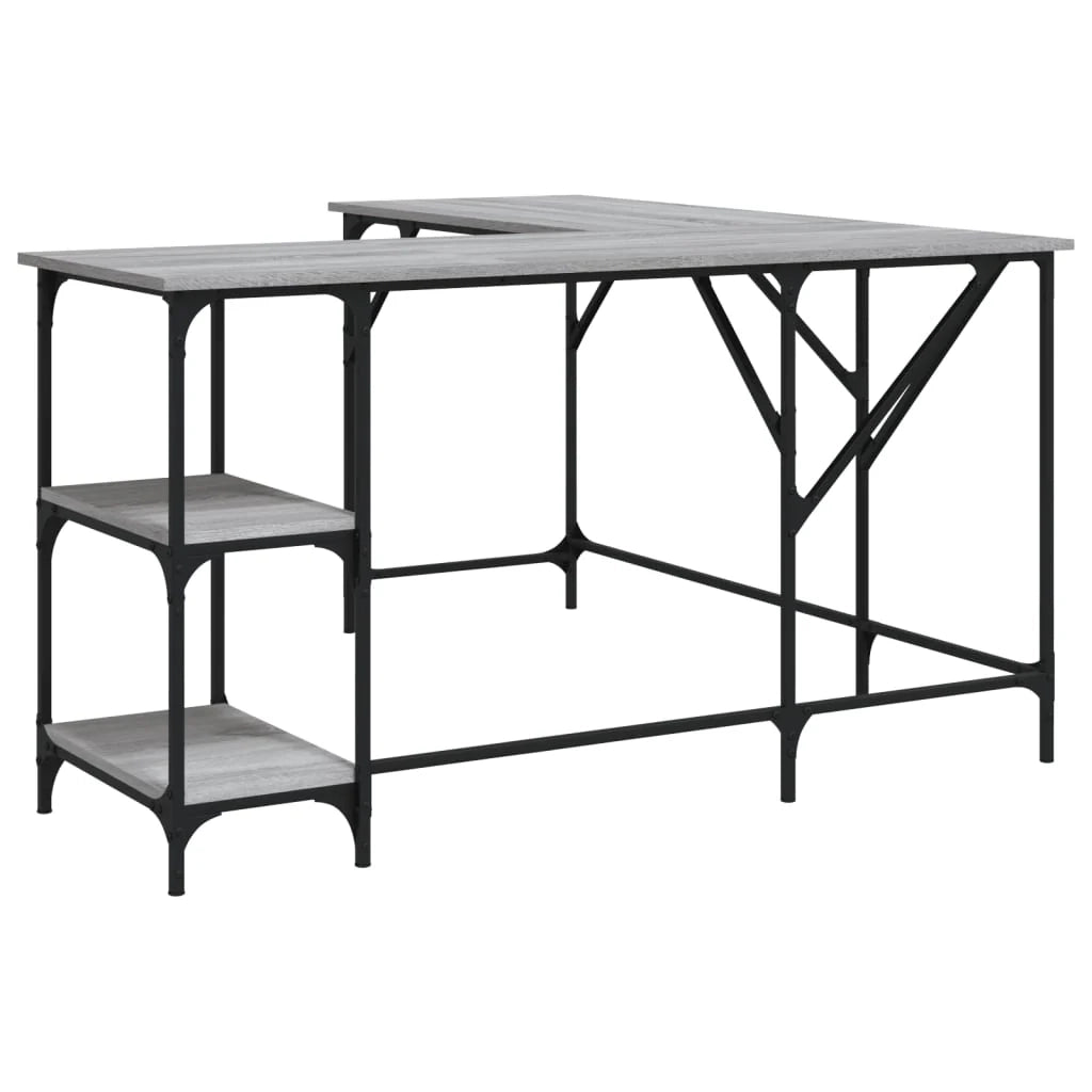 Scrivania Sonoma postazione computer mobile per computer scrivania da studio 139 x 139 x 75 cm legno ingegnerizzato grigio 02_0023949