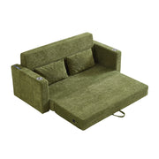 Divano letto 2 posti con funzione letto; USB; portabicchieri e tasche laterali in schiuma verde