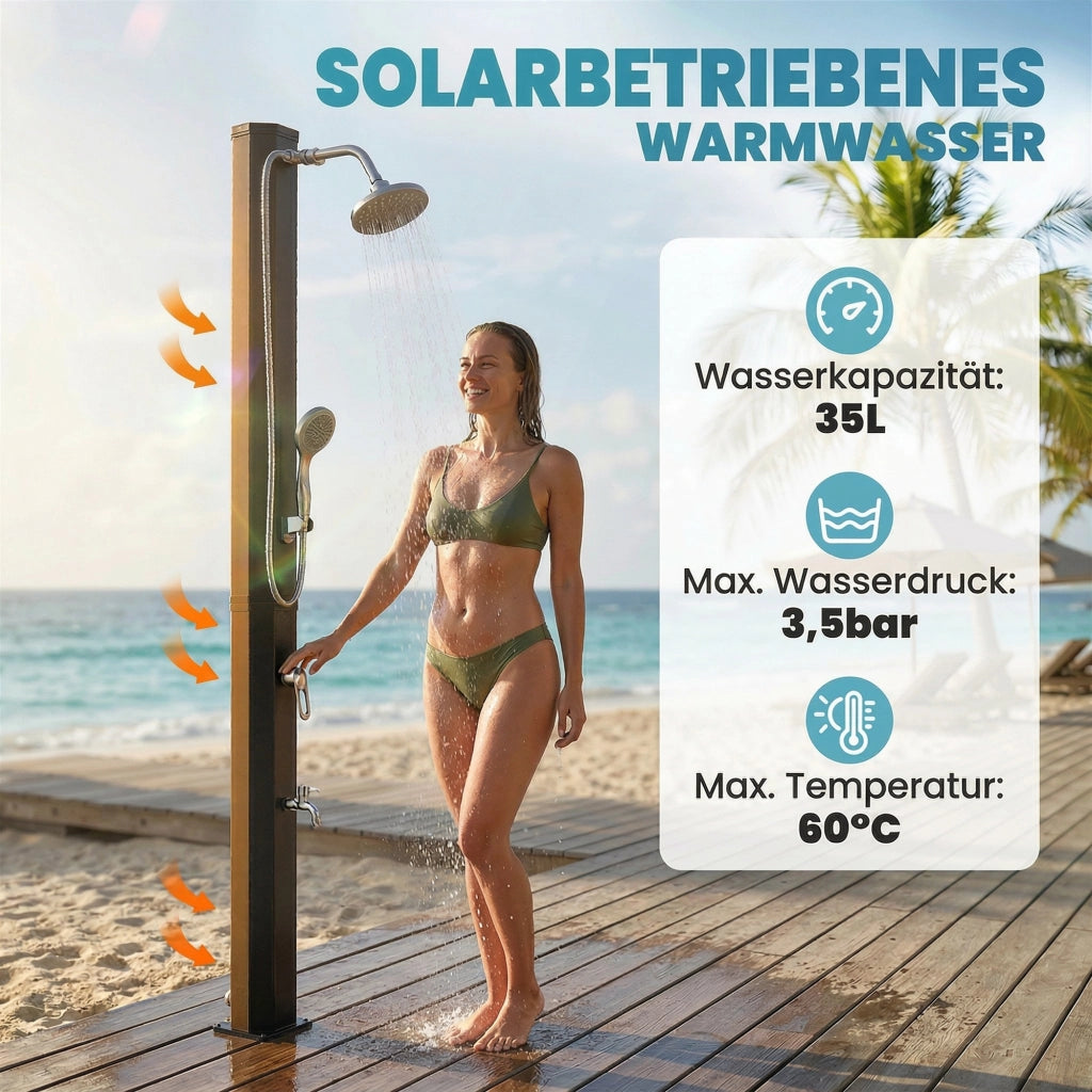 Doccia Solare da Giardino 35L con Protezione Antigelo ¨C Zephmum ¨C Colore Grigio