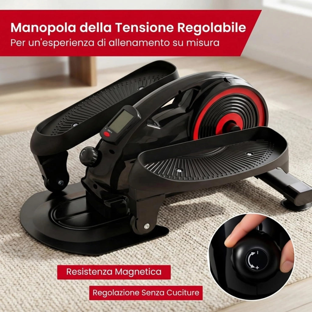 Ellittica da Casa, Ellittica sotto Scrivania Salvaspazio con Display e Resistenza Magnetica Regolabile, Pedaliera Riabilitazione Silenziosa e Portatile per Gambe e Cardio a Basso Impatto