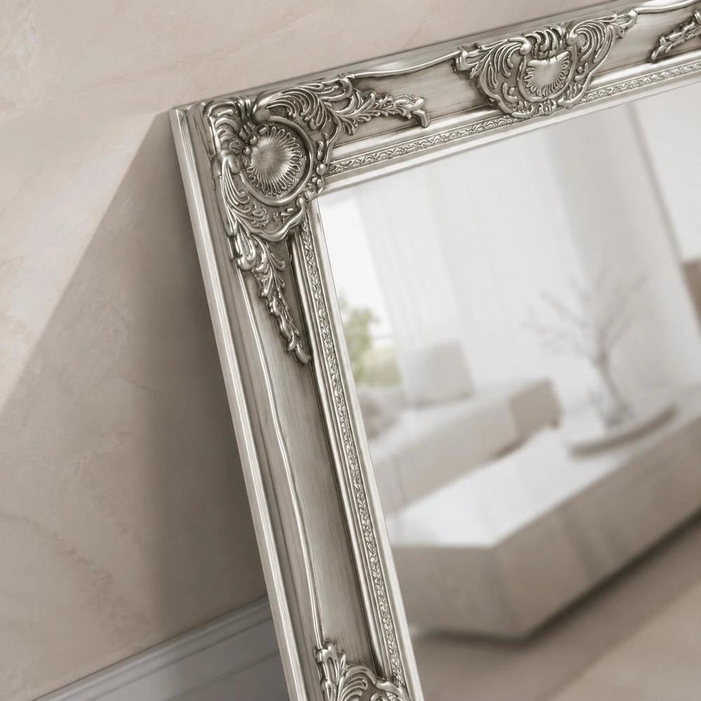 Baroque-style Wall Mirror, 50x80 Cm, Silver