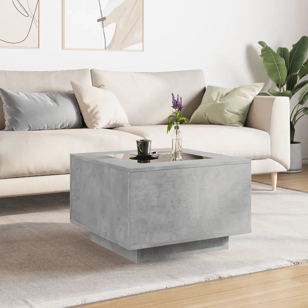 Tavolino Salotto con LED Grigio Cemento 60x60x40 cm Multistrato 847570