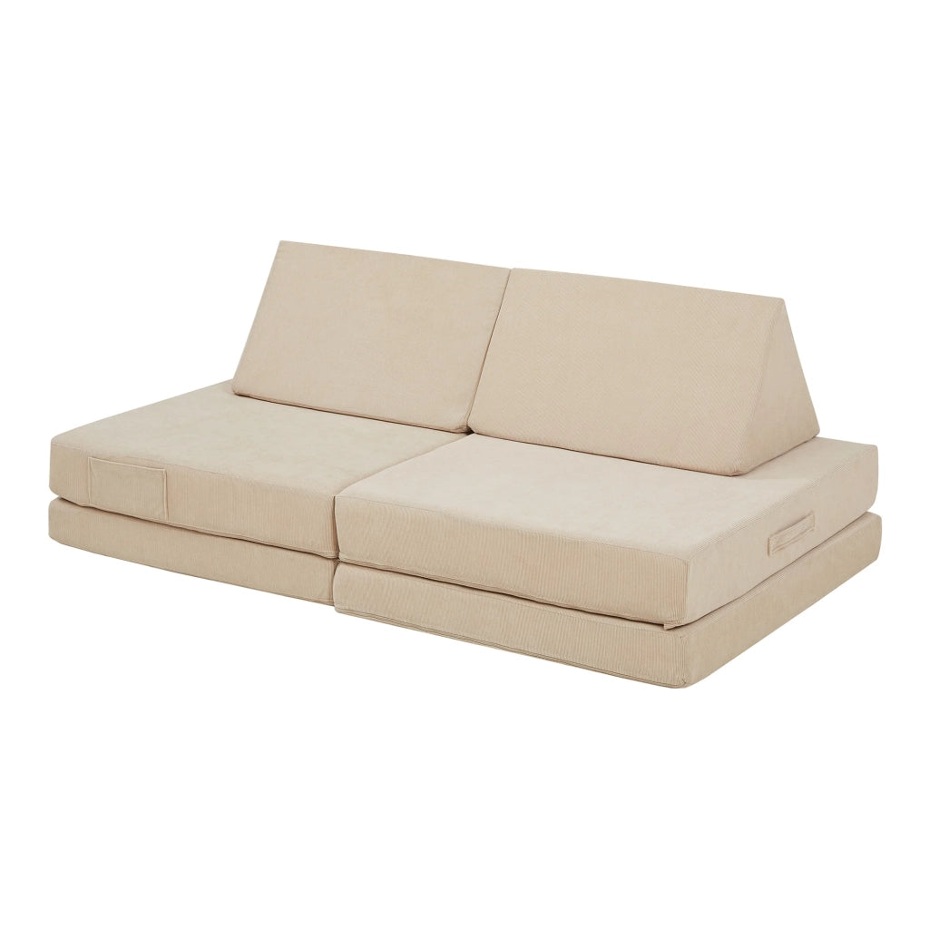 Set divano e poltrona da gioco 5 pezzi 120 x 66 x 46 cm velluto a coste beige 03_0009141