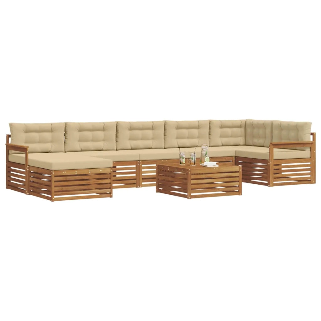 Set di divani da esterno con cuscino 8 pcs Naturale e Beige 3373848