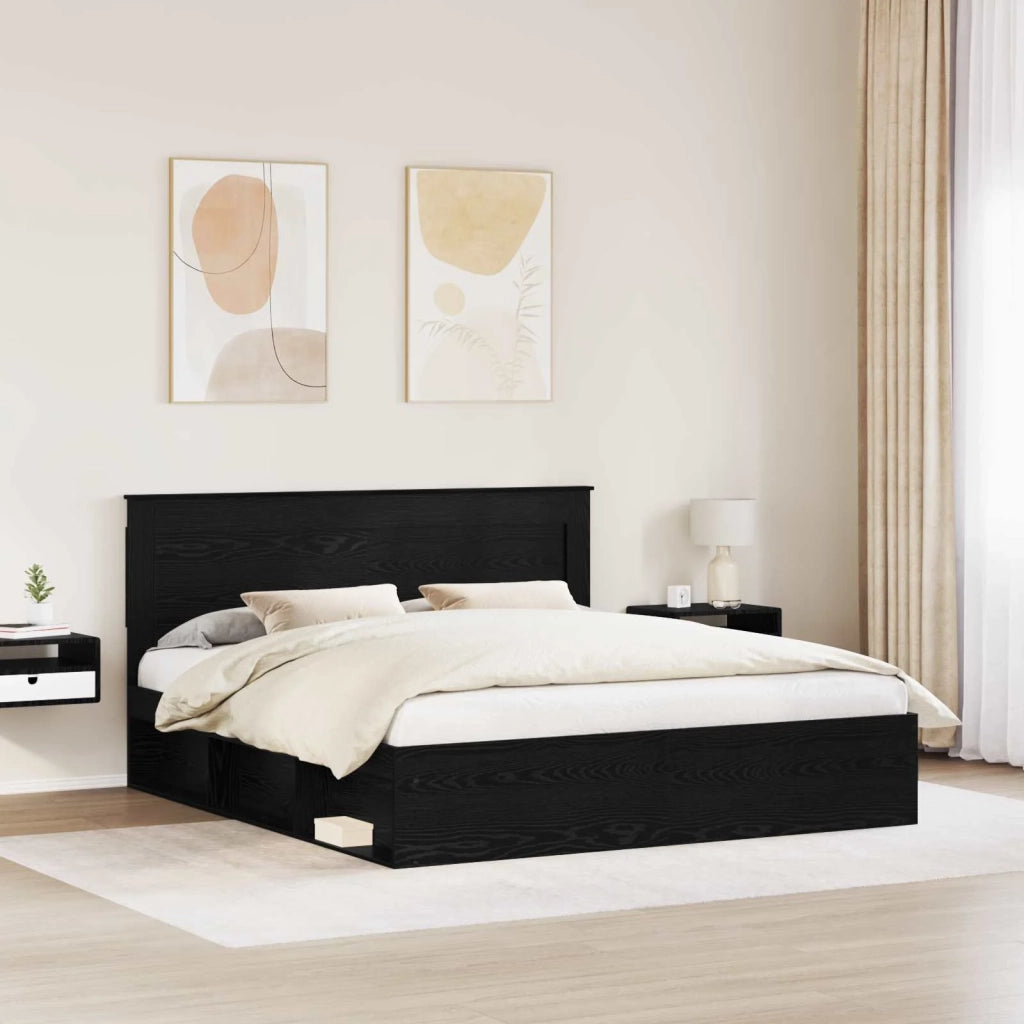 Struttura del letto Nero 200 x 200 cm Pino massello