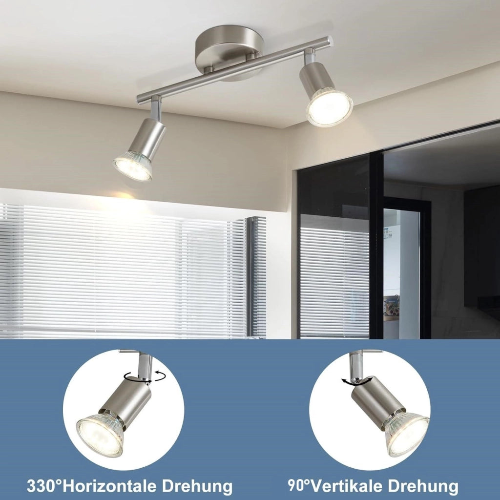 ZMH Faretto da soffitto moderno in metallo GU10 nero a 2 fiamme