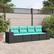 Salotto da Giardino-Set Divani da Giardino 4 pz con Cuscini Nero in Polyrattan 744860