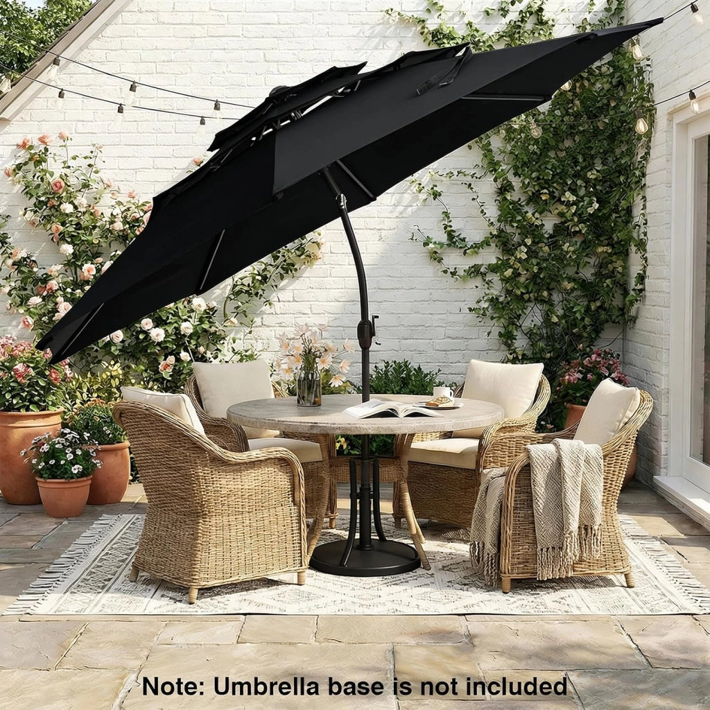 Ombrellone da Giardino Ø3m, Apertura a Manovella, Inclinazione Regolabile a 30°, Ombrellone da Esterno con Air Vent, Protezione Solare, Anti UV, per Terrazzo, Balcone, Piscina