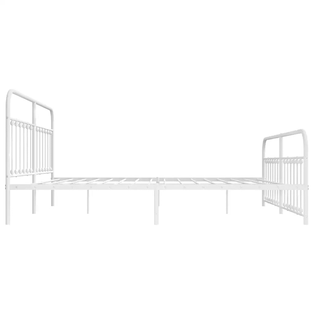 Giroletto con Testiera e Pediera-Struttura Letto Metallo Bianco 193x203 cm 491651