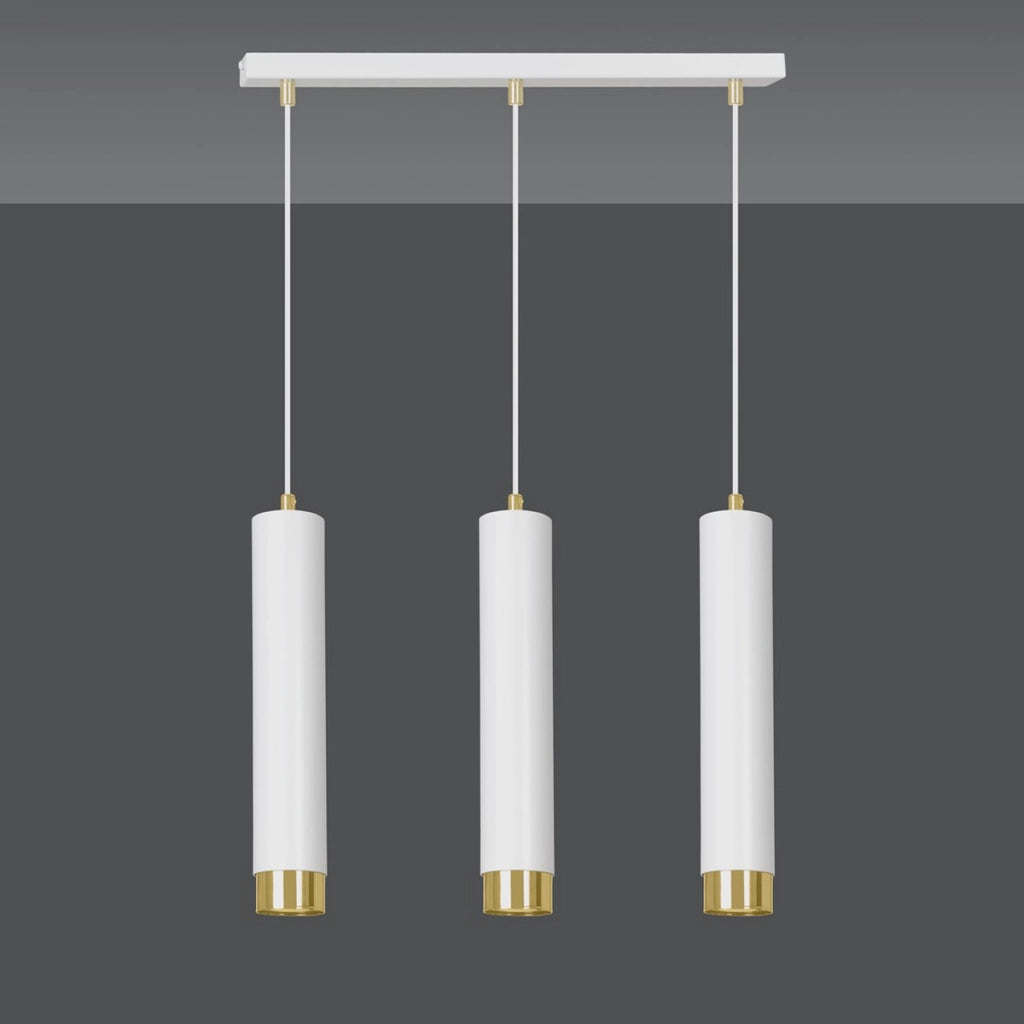 Lampada a sospensione KIBO in acciaio bianco e oro