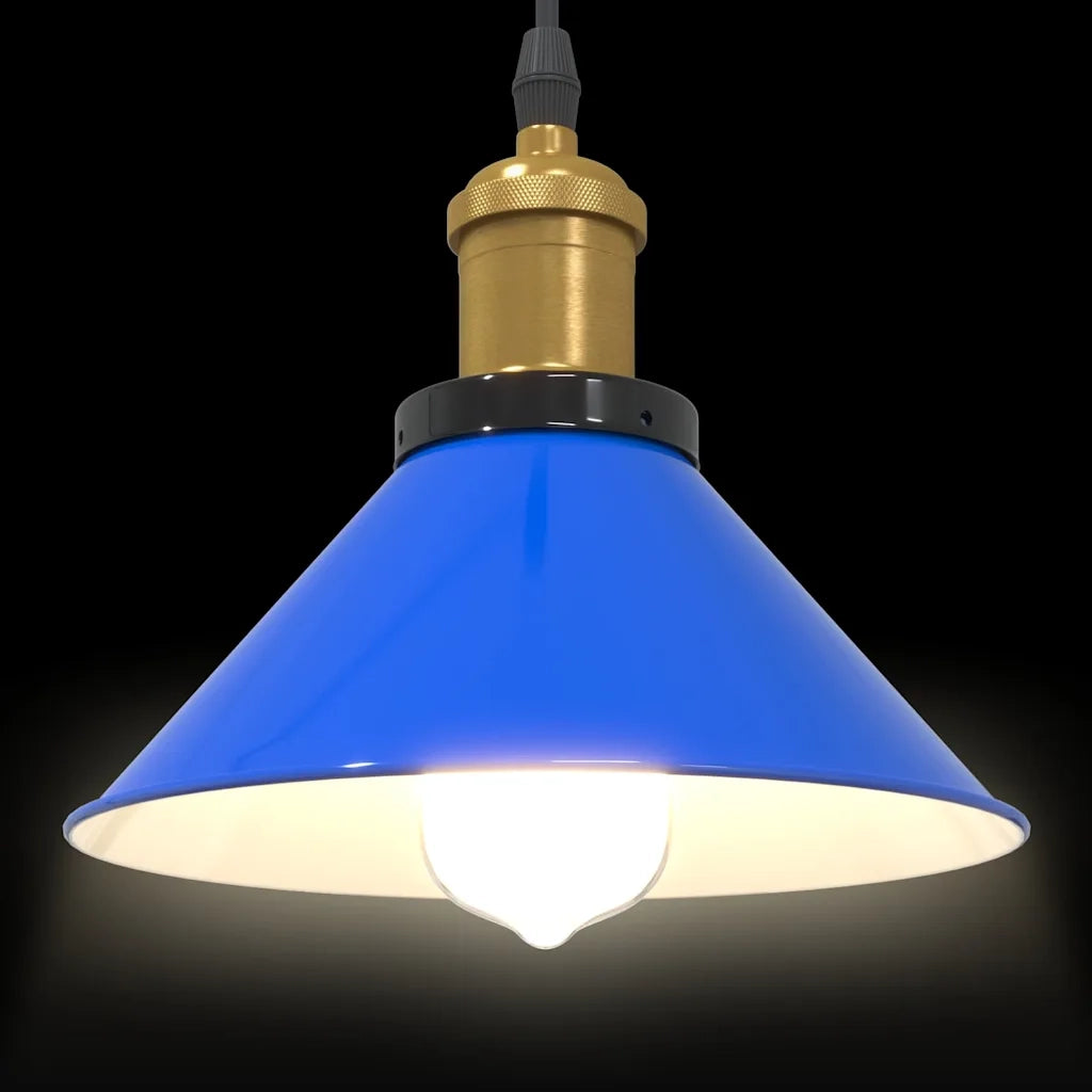 Lampada a Sospensione Regolabile E27 Blu Scuro ?22 cm Metallo CFW7588441