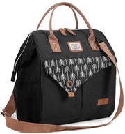 Borsa da donna con cinturino per spalla, zaino per pranzo isolato per donne, contenitore per pranzo impermeabile con apertura ampia, 15L, nero