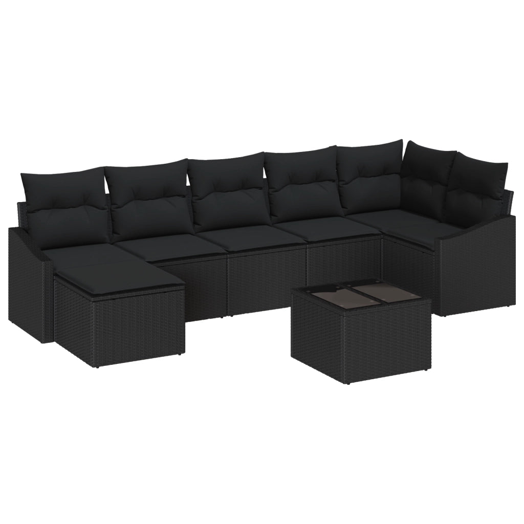 Set Divano da Giardino 8 Pezzi con Cuscini Beige Polyrattan