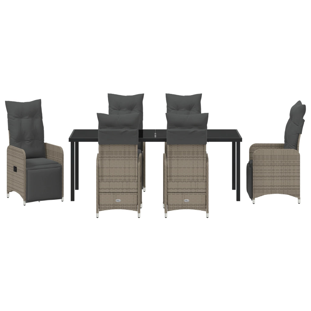 Set da Pranzo da Giardino 7 Pezzi con Cuscini Beige Polyrattan