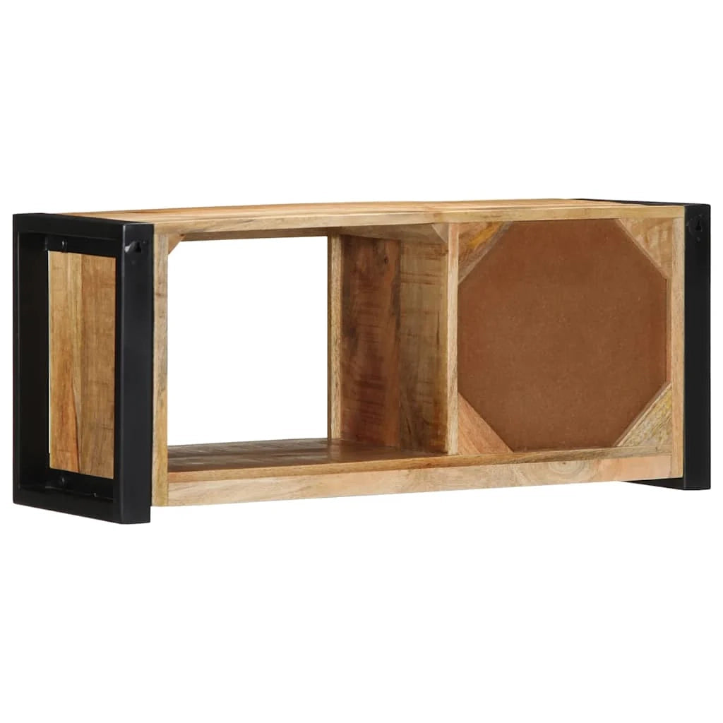 Pratico mobile porta TV dal design industriale 80 x 30 x 35 cm in legno massello di mango grezzo 02_0057636