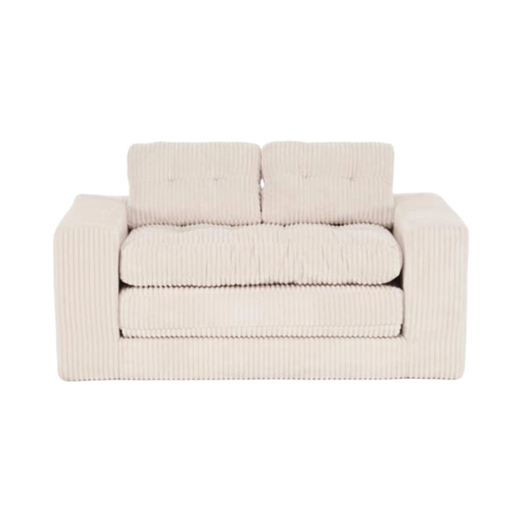 Divano letto 2 posti pieghevole 2 in 1 con cuscini rimovibili e base antiscivolo in tessuto beige