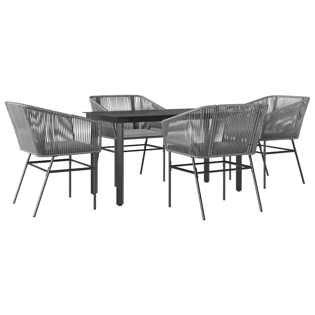 Set da Pranzo da Giardino 5 pz con Cuscini Polyrattan Vetro