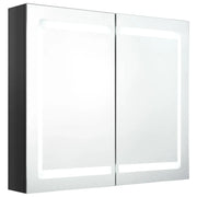 Armadietto Bagno | Armadio da bagno con Specchio e LED Nero Lucido 80x12x68 cm