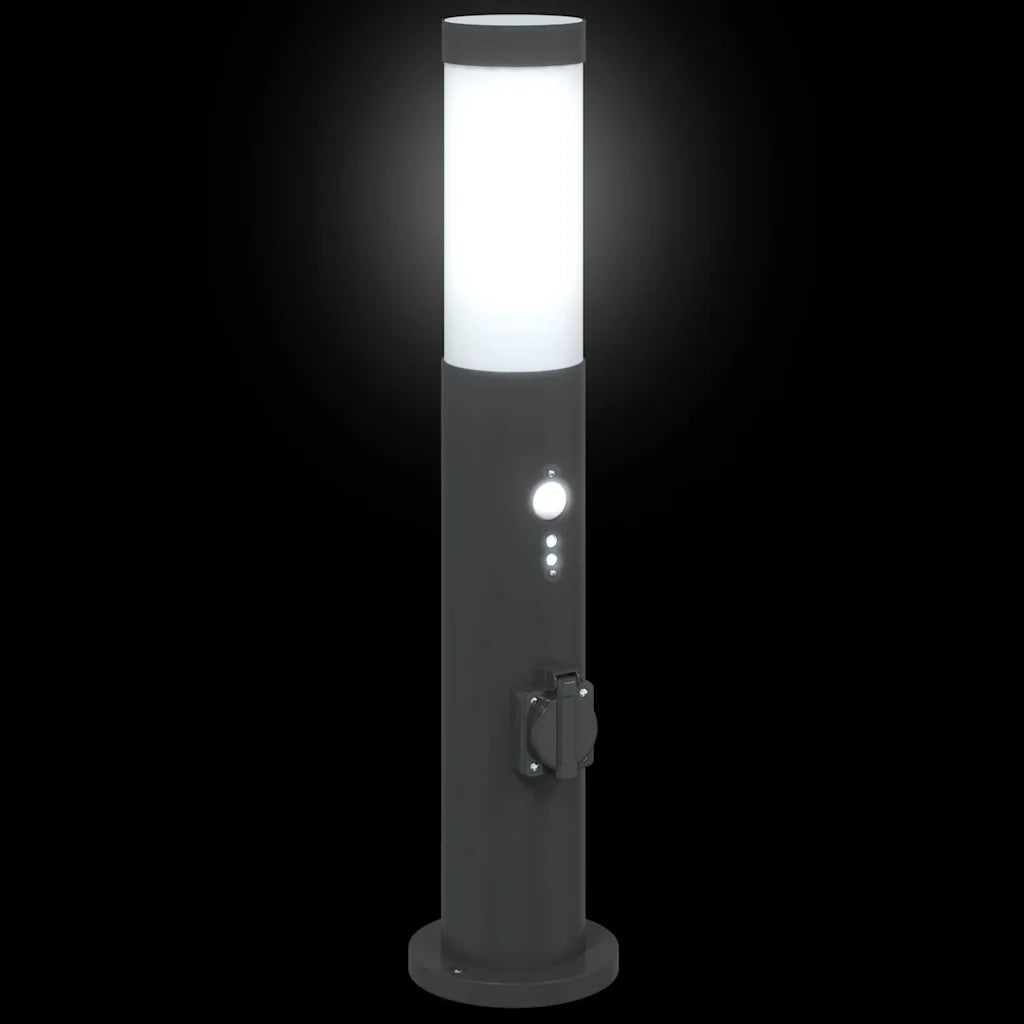 Lampioni a dissuasore con sensore e presa 3 pz 50 cm Acciaio Inox IP44 4006042