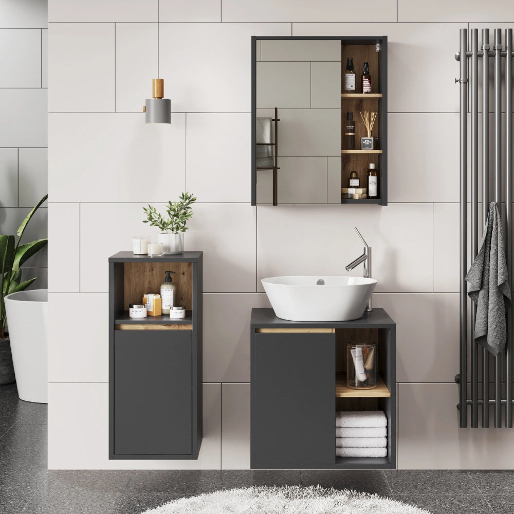 Vicco Set di mobili da bagno Grigio/Artisan 3 parti