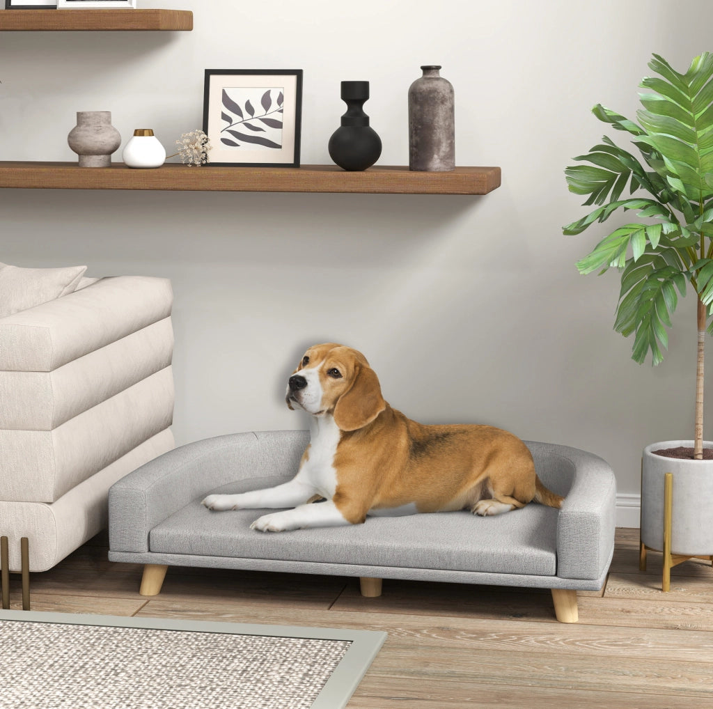 Divano-letto per cani 98x67x25 cm in poliestere grigio, cuscino sfoderabile -