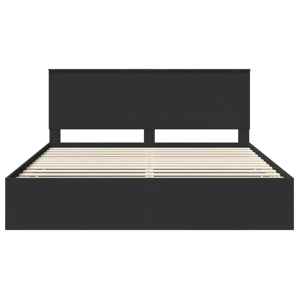 Struttura del letto-Giroletto Nero 200 x 200 cm Legno Ingegnerizzato 433711