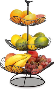 Fruitetagère 3 piani nero - contenitore frutta verdura - supporto frutta metallico - 31 cm 25 cm 20 cm